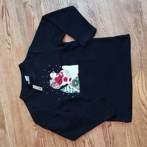 (S) NWT Wearever Vintage Embroidered Fleece Holiday Themed Sweater Festive Cozy